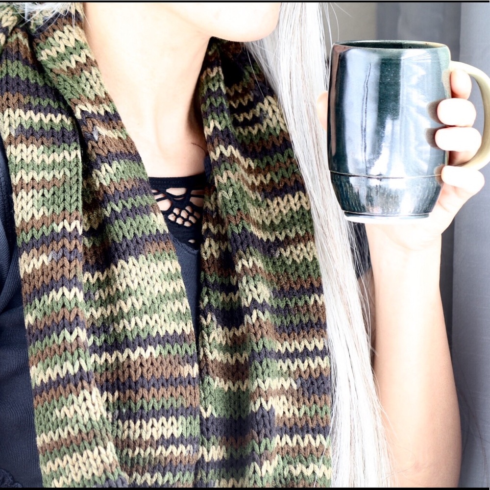 Camo Infinity Scarf Camouflage Knitted #027